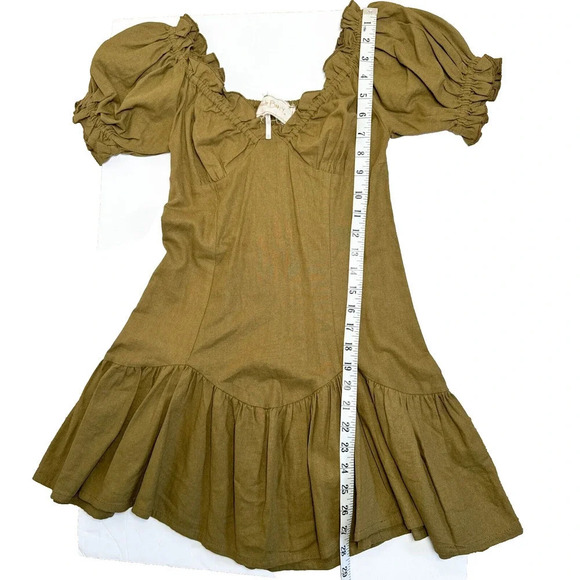 Jen's Pirate Booty Night Bird Mini Smocked Green Linen Blend Dress Size XS - Picture 10 of 10